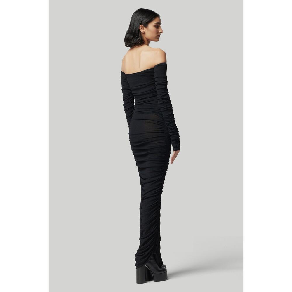 Altuzarra Trikera Off-Shoulder Jersey Maxi Dress sheer long sleeve black size XS - Picture 4 of 16